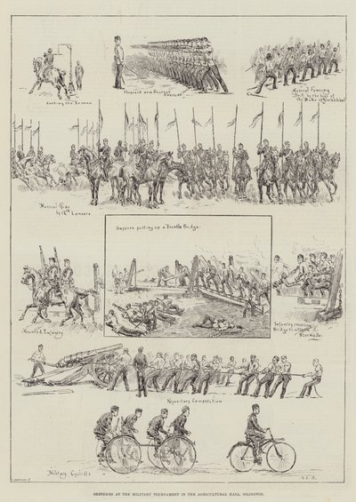 Bocetos en el Torneo Militar en el Agricultural Hall, Islington de S.T. Dadd