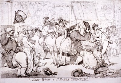 Un fuerte viento en el cementerio de la iglesia de San Pablo, Londres, 1793 de SW Fores