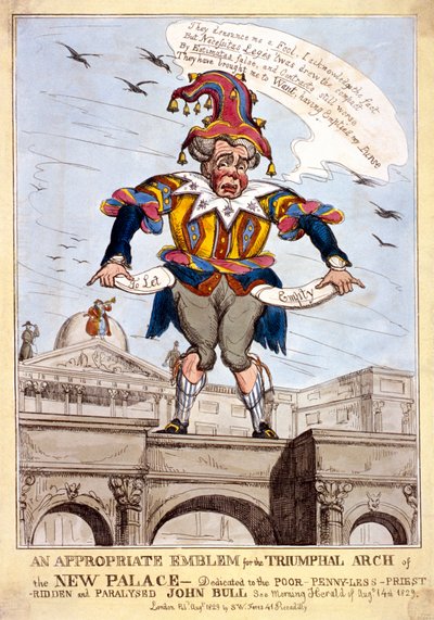 Un emblema apropiado para el arco triunfal del nuevo palacio de Buckingham, Londres, 1829 de SW Fores