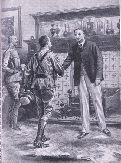 Cuando Kimberley fue liberado por French. General French y Cecil Rhodes (ilustración de Cassells Romance of Famous Lives, c.1940) de S. Begg