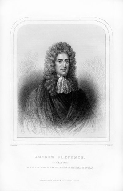 Andrew Fletcher de Saltoun, escritor, político y patriota escocés, 1870 de S. Freeman