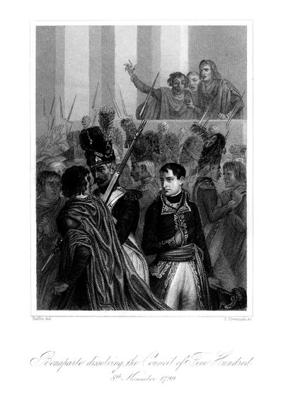 Napoleón Bonaparte 1721-1818 disolviendo el Consejo de los Quinientos, 1845 de S. Freeman