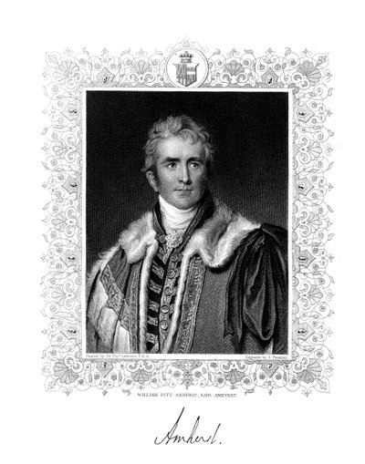 William Pitt Amherst, 1er Conde Amherst, estadista y diplomático británico de S. Freeman