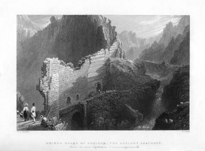 Muros en ruinas de Antioquía, la antigua Anatot, 1841 de S. Lacey