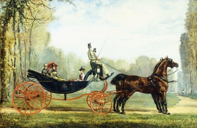 Carruaje Tirado por Caballos en un Parque con una Caza al Fondo de S. Normand