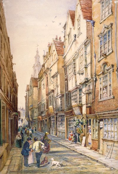 Edificios en Wych Street, incluyendo la taberna Rising Sun, Westminster, Londres de S Read