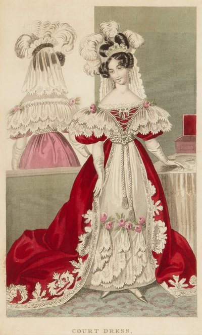 Vestido de la corte, c.1831 (grabado coloreado a mano) de S. Robinson