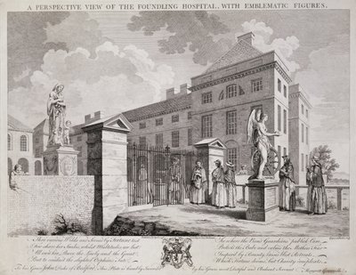 Vista Perspectiva del Hospital Foundling con Figuras Emblemáticas, 1749 de S. Vale