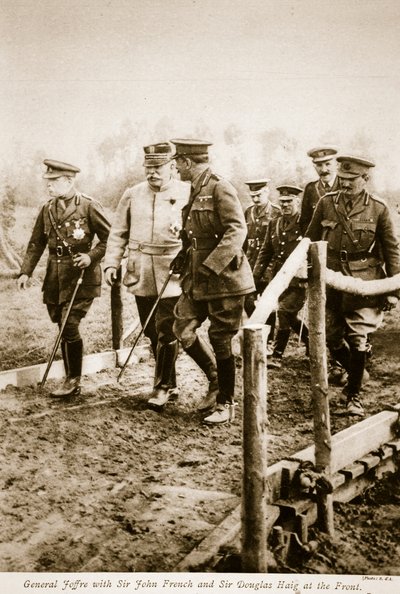 El general Joffre con Sir John French y Sir Douglas Haig en el frente, 1914-19 de S. d A. Photography