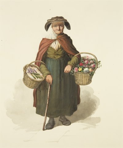 Vendedora de flores de Kingswood, c.1828 de S. or D. A. Peters