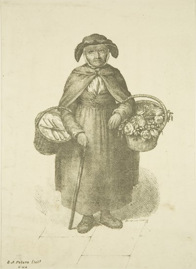 Vendedora de flores de Old Kingswood, c.1828 de S. or D. A. Peters