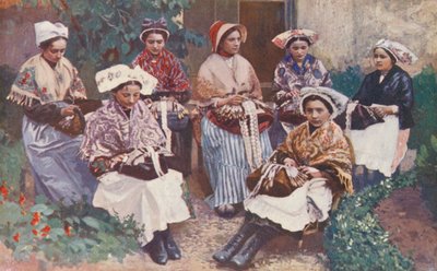 Un grupo de encajeras (litografía en color) de Sabine Baring Gould