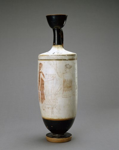 Lekythos de Fondo Blanco con Mujer Joven en una Tumba, 450-440 a.C. de Sabouroff Painter (attr. to)