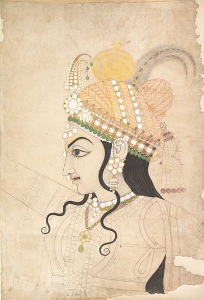 Cabeza de Krishna: boceto para un mural del Raslila, ca. 1800 de Sahib Ram