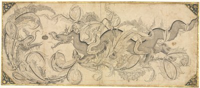 Dragón en follaje con cabezas de león y fénix, mediados del siglo XVI de Sahkulu