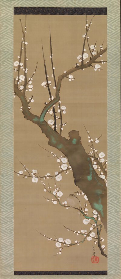 Ruiseñor Uguisu en un ciruelo, principios del siglo XIX de Sakai Hoitsu