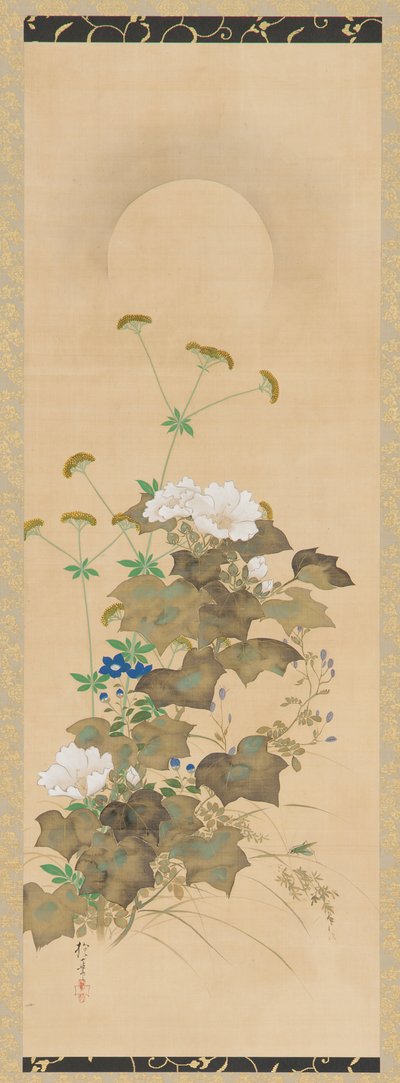Luna y plantas de otoño, período Edo, principios del siglo XIX de Sakai Hoitsu