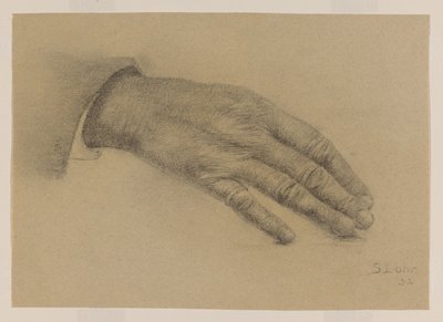 Estudio de la mano estirada de Sally Lohr (signed by artist)
