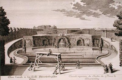 Gran fuente en el jardín del Príncipe de Schwarzenberg, Viena, grabado por Georg-Daniel Heumann (1691-1759), publicado c.1724-37 de Salomon (after) Kleiner