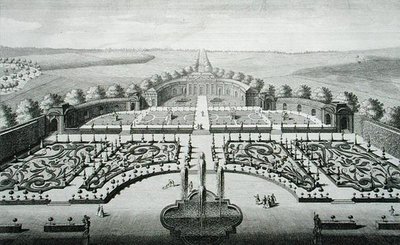 Vista del invernadero en Geibach, grabado por Johann Georg Pintz (1697-1767/8) de Salomon (after) Kleiner