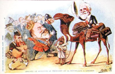 Caricatura de la llegada del Presidente de la República Francesa, Emile Loubet, a Londres en 1903 de Salomon Assus