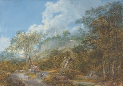 Paisaje arcádico con un obelisco, 1785 de Salomon Gessner