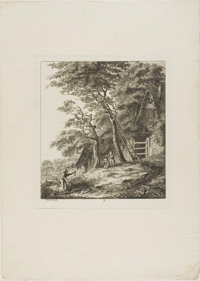 Pescadores con niños, lámina dos de Paysages Dédiés à M. Warelet de Salomon Gessner