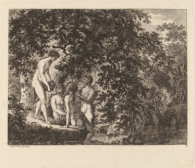 Chica llevando una cesta de frutas, 1770 de Salomon Gessner