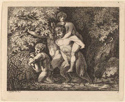 Sátiro llevando una ninfa de Salomon Gessner