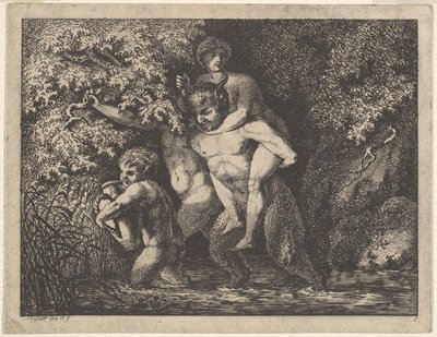 Familia de Sátiros, en movimiento de Salomon Gessner