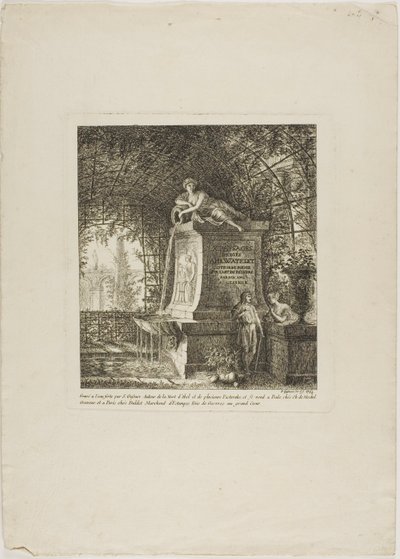 La fuente enrejada, frontispicio de Paysages Dédiés à M. Warelet de Salomon Gessner