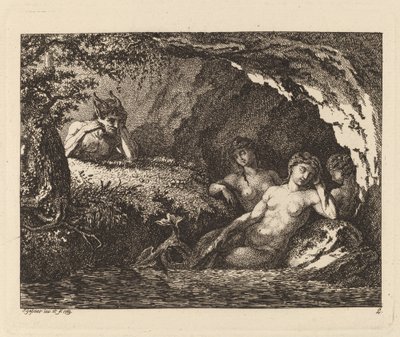 Tres duendes durmiendo con un sátiro, 1769 de Salomon Gessner