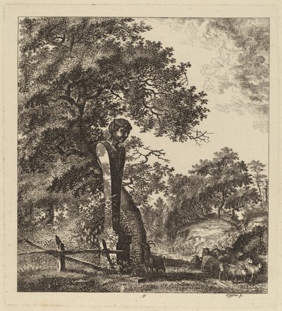 Paisaje Boscoso con un Rebaño de Cabras y un Herma de Salomon Gessner