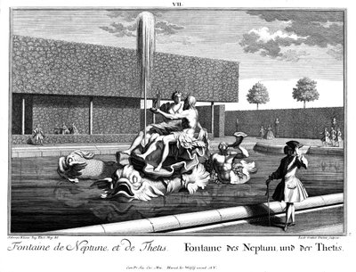 Perspectiva de la Fuente de Neptuno y Tetis de Salomon Kleiner
