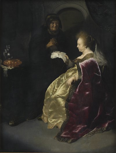 Ester leyendo el decreto de Amán sobre la exterminación de los judíos de Salomon Koninck