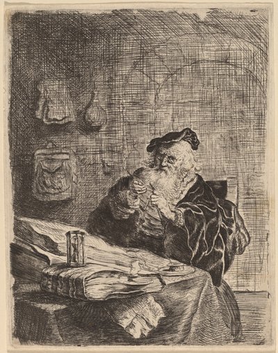 Hombre con un Cuchillo de Pluma de Salomon Koninck