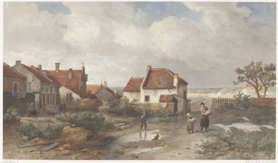 Casas al borde de un pueblo en las dunas de Salomon Leonardus Verveer