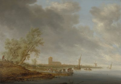 Paisaje fluvial con vista de Naarden, 1642 de Salomon Ruysdael