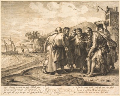 San Pedro encontrando el dinero del tributo en un pez de Salomon Savery