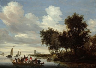Paisaje fluvial con ferry de Salomon van Ruisdael or Ruysdael