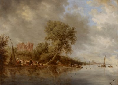 Paisaje fluvial con las ruinas del castillo de Egmond, 1641 de Salomon van Ruisdael or Ruysdael