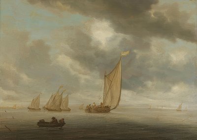 Barcos de vela en un cuerpo de agua interior de Salomon van Ruisdael or Ruysdael