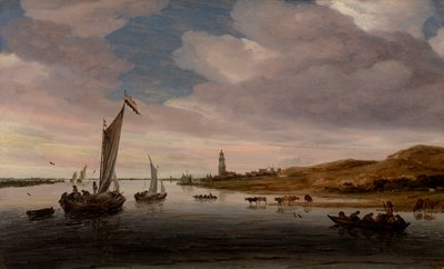 Vista del río Rin cerca de Rhenen de Salomon van Ruysdael