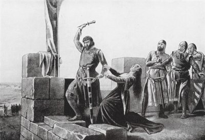 Alonso de Guzman lanza su Daga a Don Juan (litho) de Salvador (after) Martinez Cubells