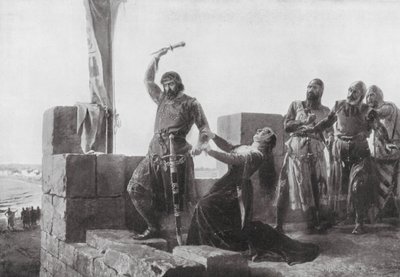 Alonso de Guzman lanza su Daga a Don Juan (litho) de Salvador (after) Martinez Cubells