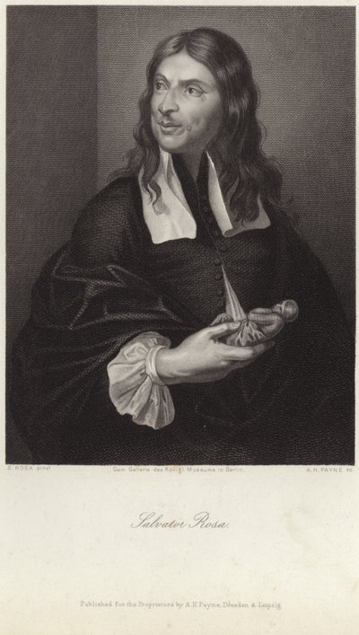 Retrato de Salvator Rosa (grabado) de Salvator (after) Rosa