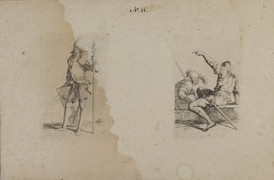 (Serie de figuras) Hombre con casco y lanza ornamentada/Ax de Salvator Rosa
