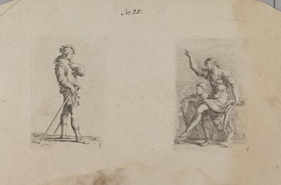 (Serie de figuras) Hombre con el brazo a la altura del pecho de Salvator Rosa