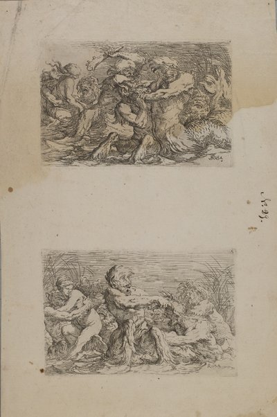 (Serie Figuritas) Dioses del río en lucha de Salvator Rosa