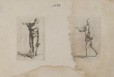 (Serie de figuras) Hombre de pie, señalando a la izquierda de Salvator Rosa